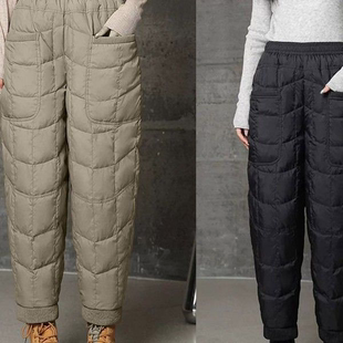子 女防风保暖外穿轻薄感宽松休闲束脚加厚棉裤 2025冬季 加厚羽绒裤