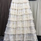 法式 春季 新款 甜美超仙重工荷叶边层层网纱蛋糕裙显瘦蓬蓬半身长裙