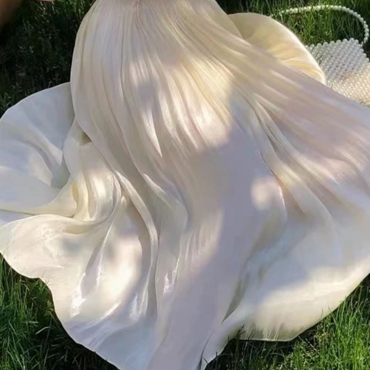 高级珠光感流光纱裙半身裙女夏季2024新款裙子大摆欧根纱长裙半裙