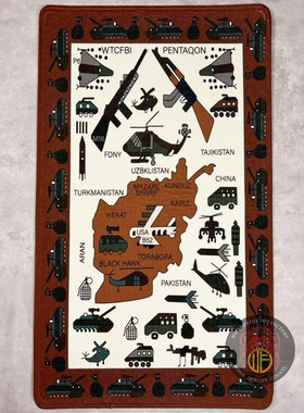 美利坚洋行阿富汗特色战争地毯 反恐战争战术门垫 90x60cm