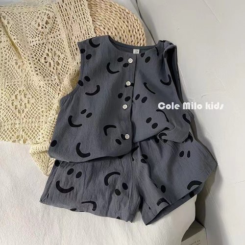 儿童夏季套装男童女童棉麻薄款