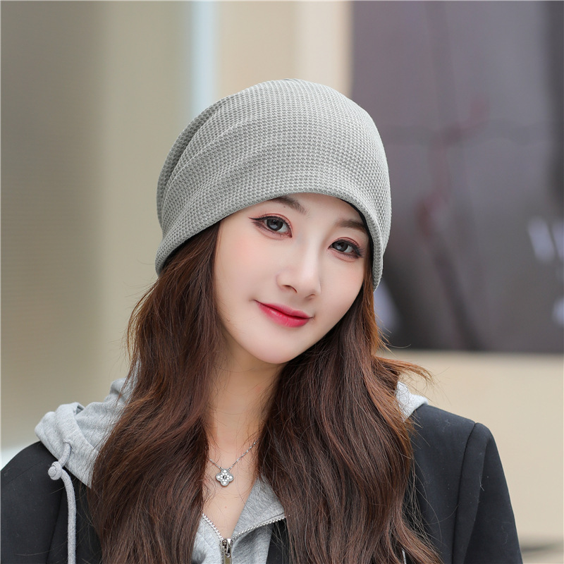 日系堆堆帽针织秋冬冷帽网红月子帽产后春秋薄款纯色包头帽女帽子