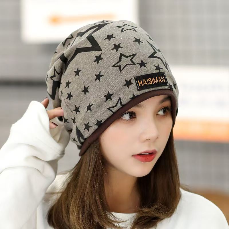 帽子女款秋冬季围脖两用套头帽休闲韩版双层堆堆帽护耳产后月子帽