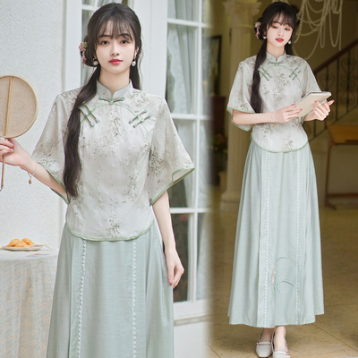 新中式国风套装裙汉服2025新款女装夏季改良旗袍连衣裙两件套裙子