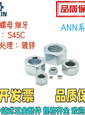 ANN/SANN8/10/12/14/16 镀锌/不锈钢 六角细牙螺母