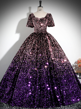 亮闪闪晚礼服学生声乐艺考舞台独唱演出服高级感钢琴表演主持晚装