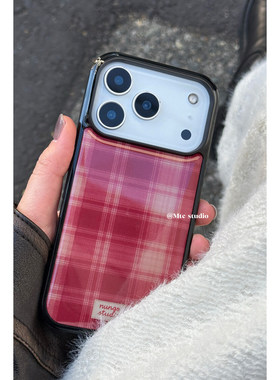 韩系ins新年喜庆红色格纹适用17pro苹果17ProMax手机壳iPhone16/14新款15Promax保护套13外壳16promax保护壳