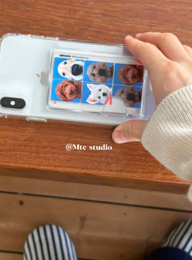 ins博主同款韩系可爱小狗证件照透明磁吸卡包适用iphone16pro/15promax苹果14/13/12手机壳保护套16防摔