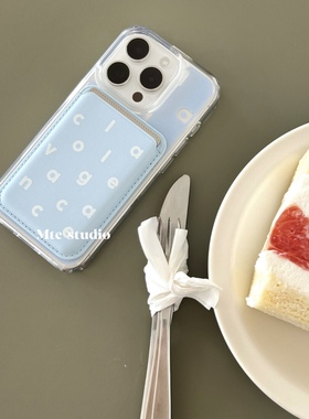 韩系ins风夏日小众简约英文磁吸卡包韩式适用16pro苹果16ProMax手机壳iPhone16全包14新款14Promax保护套13女