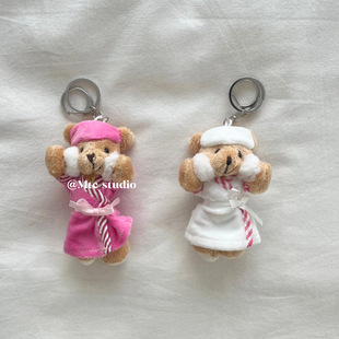 出口韩国~小众ins风可爱浴袍小熊包包挂件车钥匙扣甜美包包挂饰萌