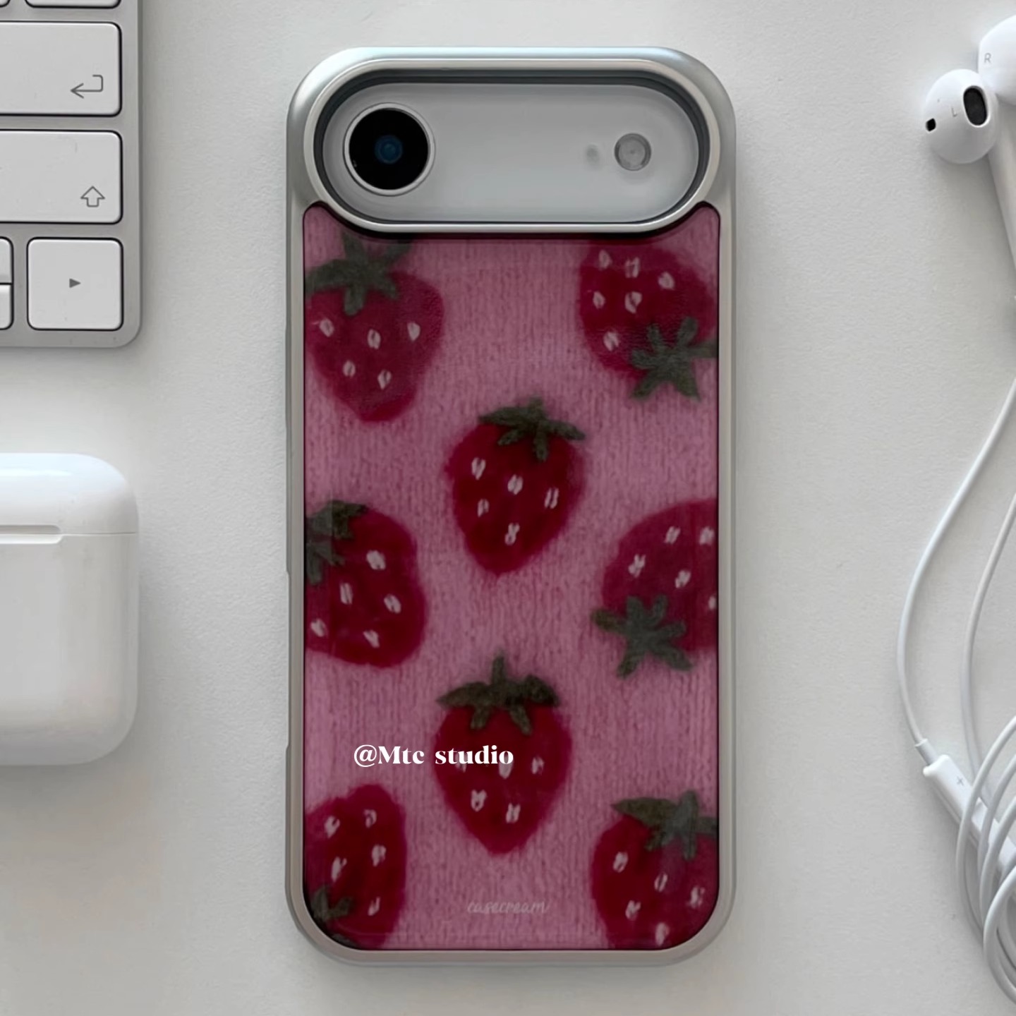 韩系ins粉色草莓适用17pro苹果17ProMax手机壳iPhone16/14新款15Promax保护套13女17air外壳16promax保护壳