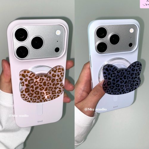 韩系甜美豹纹小猫磁吸防摔手机壳