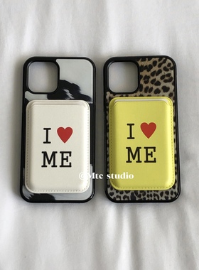 韩系ins时髦个性I LOVE ME爱自己宣言手机磁吸卡包门禁卡皮质古早