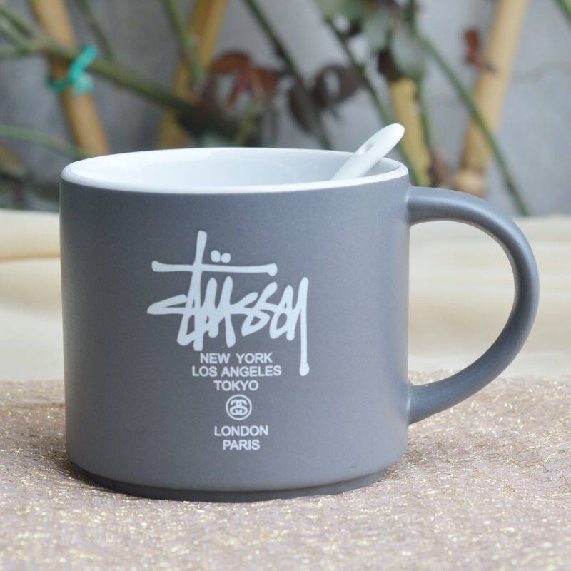 斯图西马克杯轻疵小众个性美式花式咖啡杯磨砂简约印花杯潮牌水杯