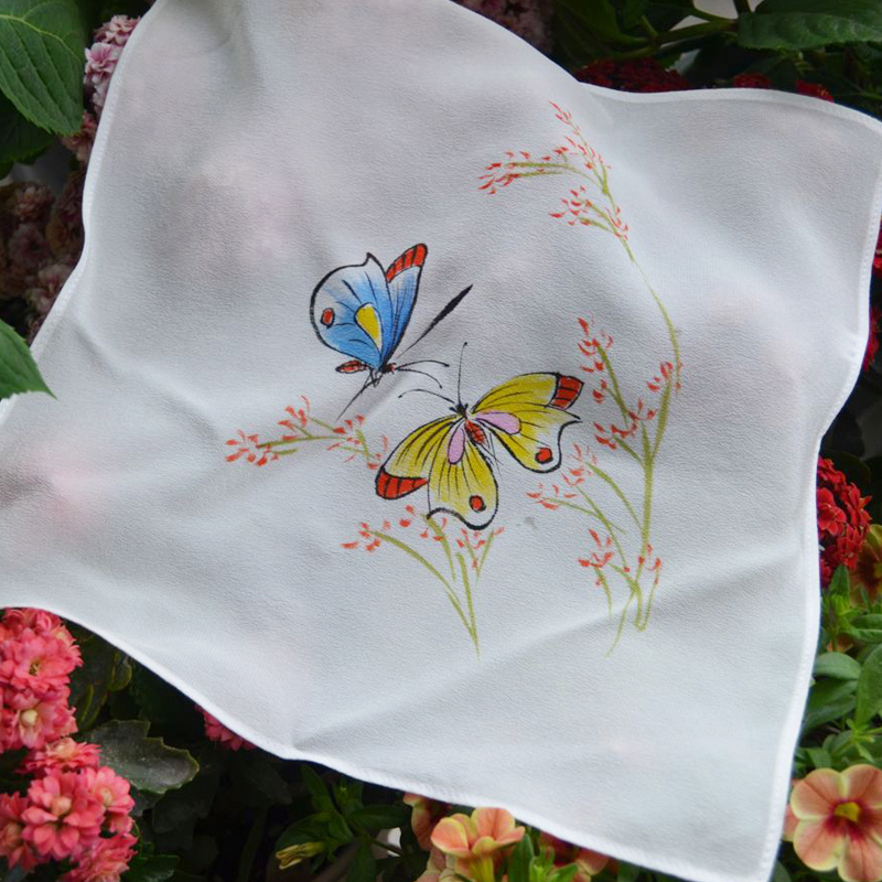 桑蚕丝手帕沙雅利手绘真丝手绢