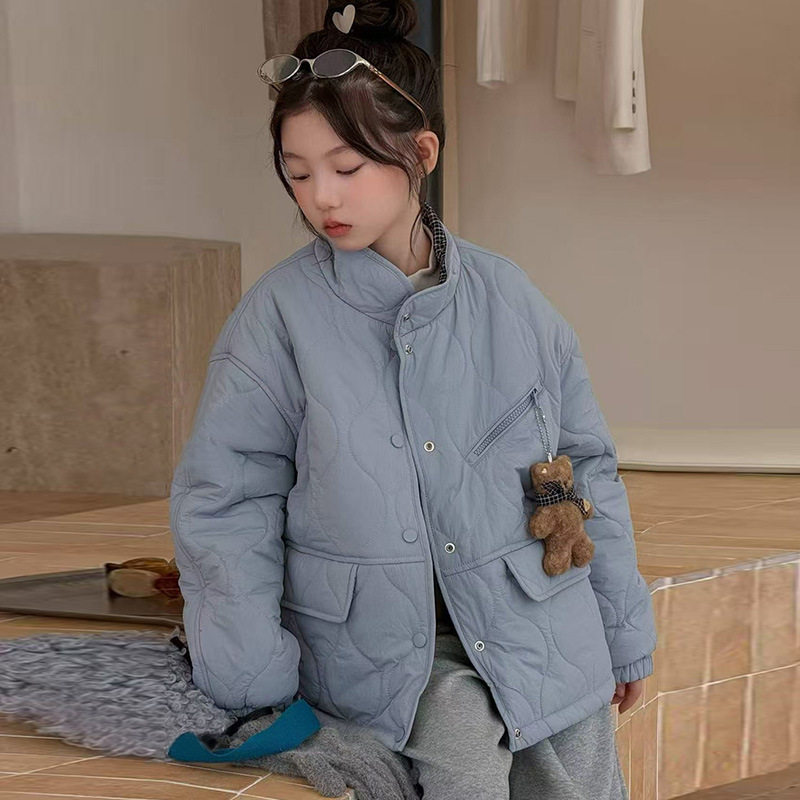 女童双面穿棉服外套2026冬装新款小女孩韩系时尚超好看立领棉袄潮