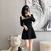 显瘦拼接a字裙内搭小黑裙 修身 小香风遮肉显瘦连衣裙女春秋季 新款