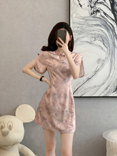 裙子小个子 高级感气质短款 新中式 国风日常改良旗袍连衣裙女夏新款