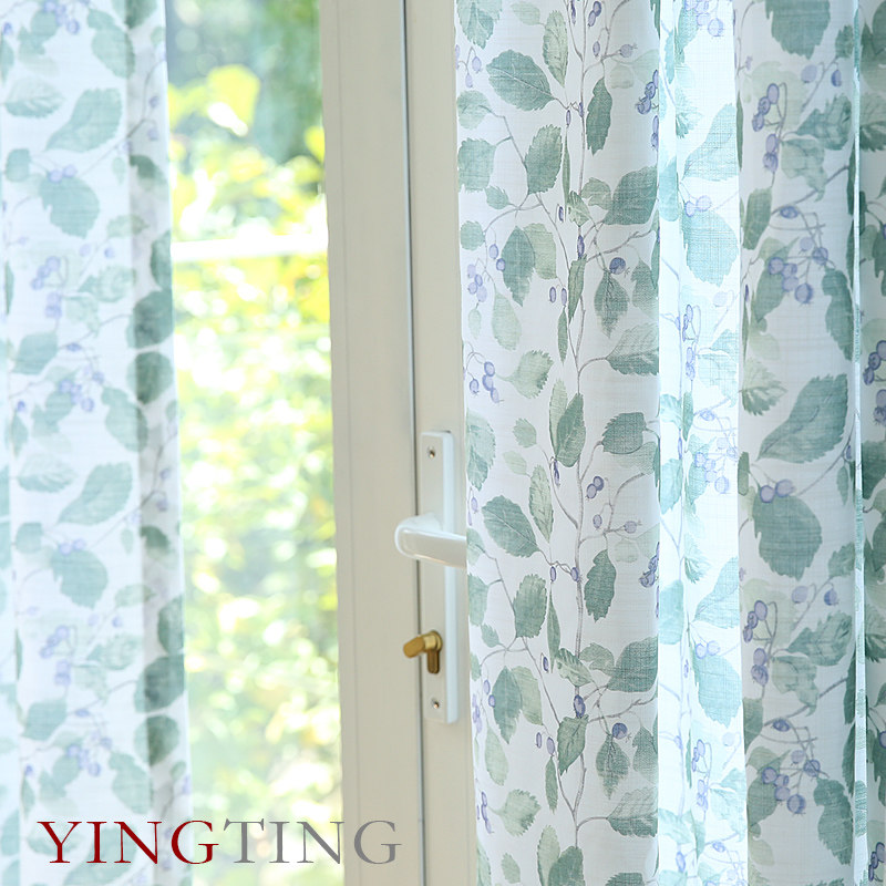 Dorna多尔纳北欧花园风美式印花窗帘窗纱定制客厅卧室书房飘窗 樱庭布艺家纺馆 淘优券