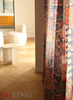 Boho波西米亚 东南亚复古民宿风棉麻新款窗帘遮光定制客厅卧室