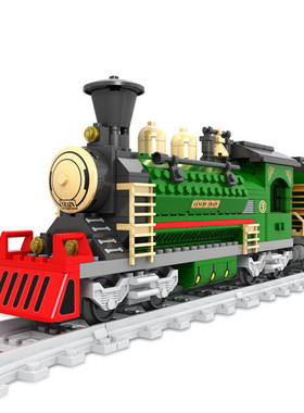 构建拼插积木 绿色火车头 经典 - 双击 666pcs