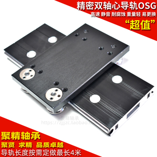 黑色铝合金宽导轨直线滑轨滑块OSGR80外置滚轮双轴心轨道高速静音