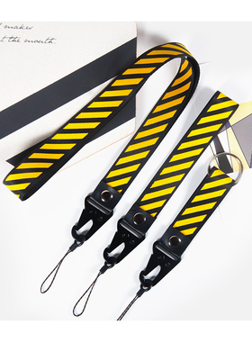 刀扣头黄黑斜纹手机挂绳挂脖手腕绳钥匙圈U盘链短款挂饰7p手机壳