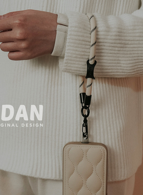 SDAN多功能手机挂绳挂脖8mm杏色编织手机壳手腕短绳百搭防丢[是旦