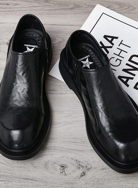 拉链款透气舒适5999真皮商务皮鞋男士英伦软底软面一脚蹬时尚百搭