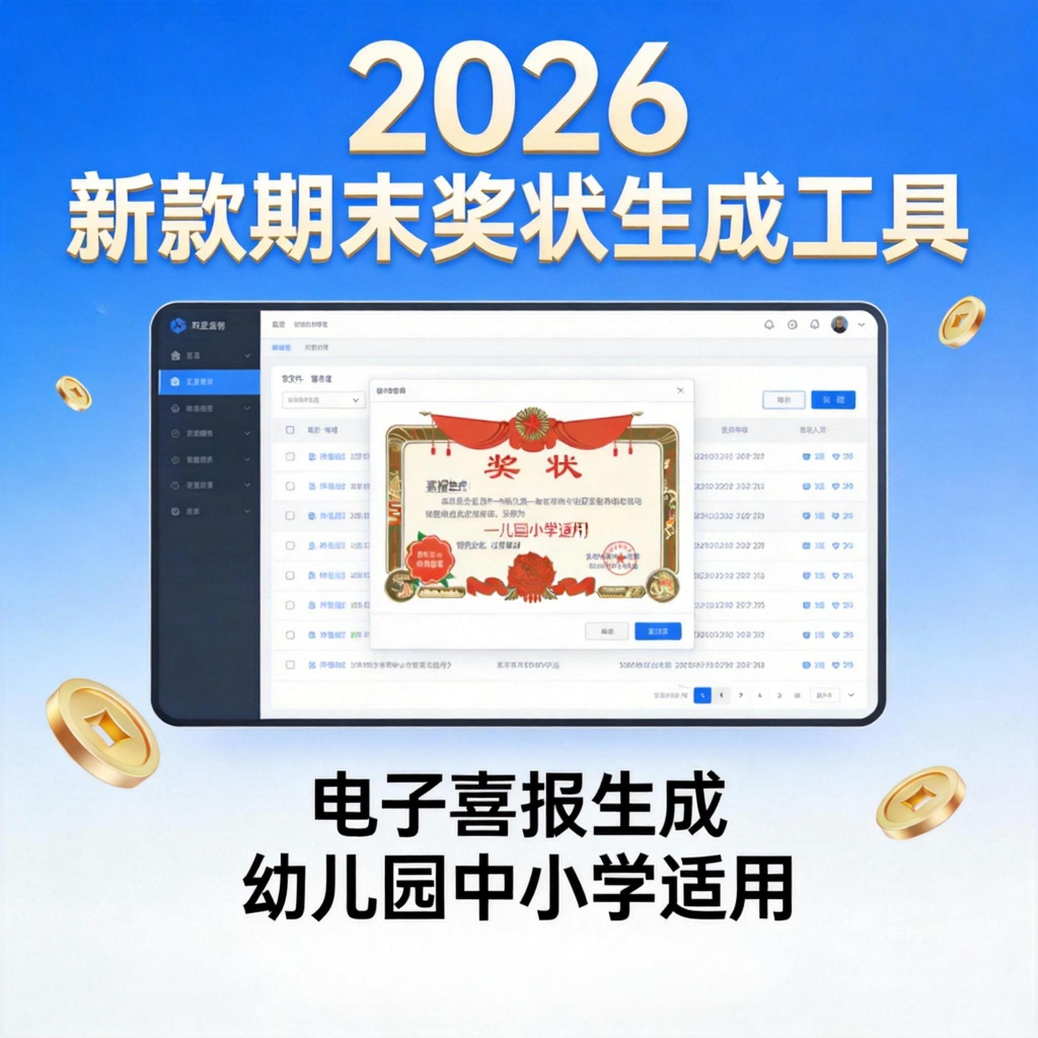 2026新款期末奖状生成工具电子喜报生成幼儿园中小学适用,办公设备/耗材/相关服务,办公设备配件及相关服务,淘宝优惠券,粉丝福利购,淘宝优惠卷