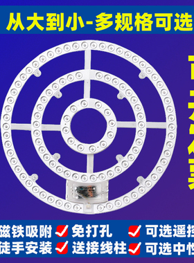 LED吸顶灯环形透镜灯芯灯盘灯板灯带替换模组圆形磁铁吸附免安装