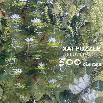 必入爆款·《小石潭记》原创手绘中式拼图•500片丝绒触感52x38cm