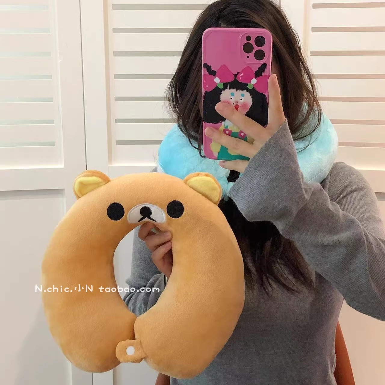 可爱卡通轻松熊U型枕靠枕