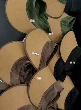 ST韩国订单款高颜值精致防晒帽空顶大帽檐遮阳帽系带显脸小女帽