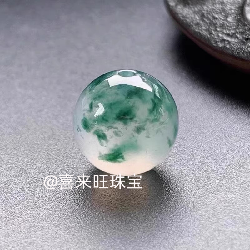 天然缅甸老坑翡翠冰种飘蓝花辣绿圆珠子手串手链单颗散珠玉石配饰,珠宝/钻石/翡翠,手链/手串,淘宝优惠券,粉丝福利购,淘宝优惠卷