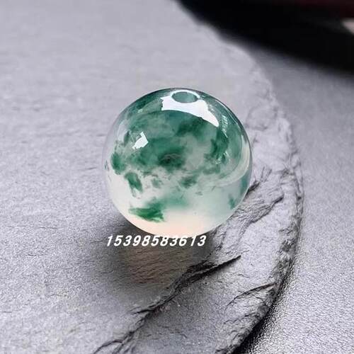飘蓝花圆珠冰种散珠单颗玉石手串