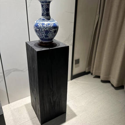 碳化黑色原木墩子侘寂风民宿摆件树桩装饰品实木家用边几花架底座