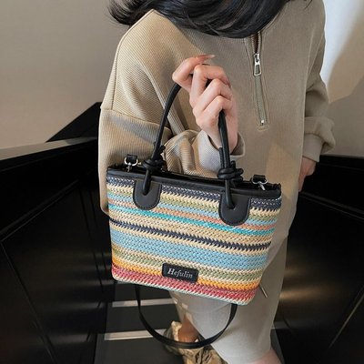 夏天夏季海边度假风编织草编包包女2025新款拉链手提斜挎包手机包