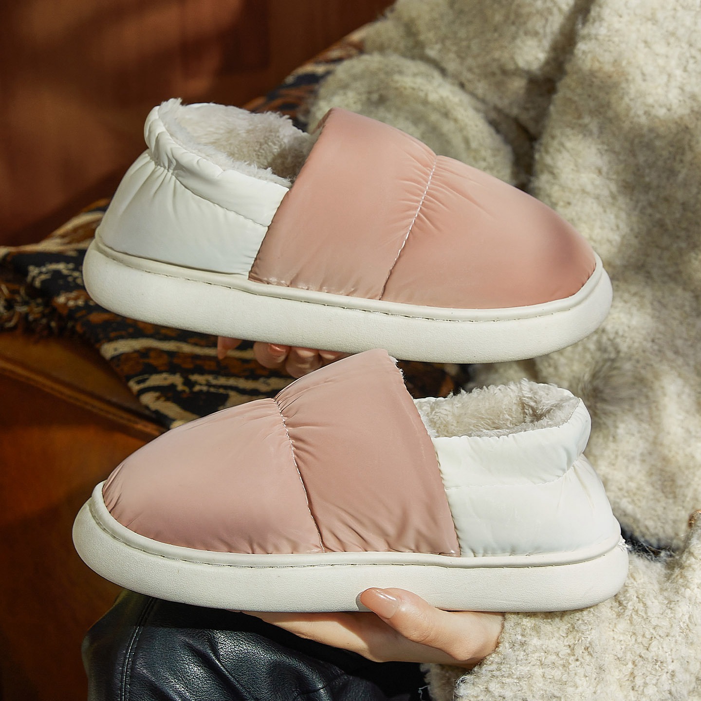 蚂蚁之恋冬款新款糖果羽绒情侣款男女室内外穿包根棉鞋加绒保暖