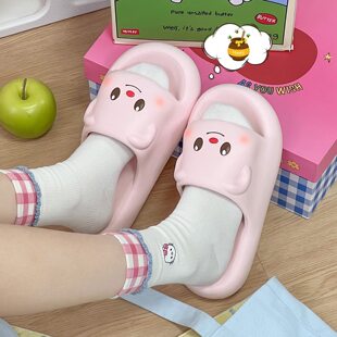 蚂蚁之恋春夏新款可爱卡通圆墩墩俏皮奶熊家居女士凉拖谢