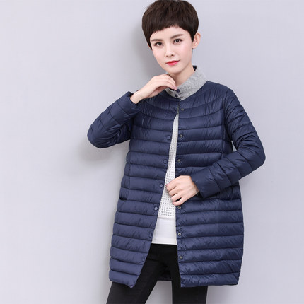 轻薄羽绒服女中长款2017冬装新款大码宽松薄款韩版时尚冬季外套潮