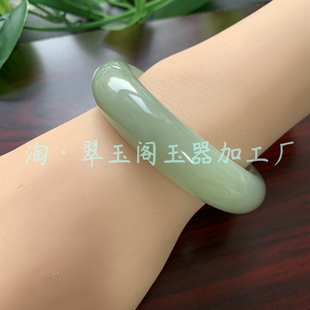【马年新品】F134天然岫玉且末蓝晴水手镯女款一物一图