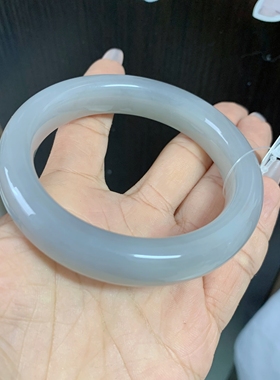 【精品】天然和田玉烟紫手镯 内径58宽13mm 配送证书