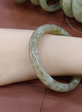 天然岫玉新疆水草镯金草镯子草花越带越好可盘可养口径全