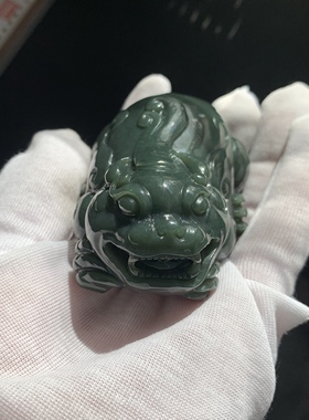 天然和田玉貔貅手把件青玉男女招CAI尺寸约83*52重量310克