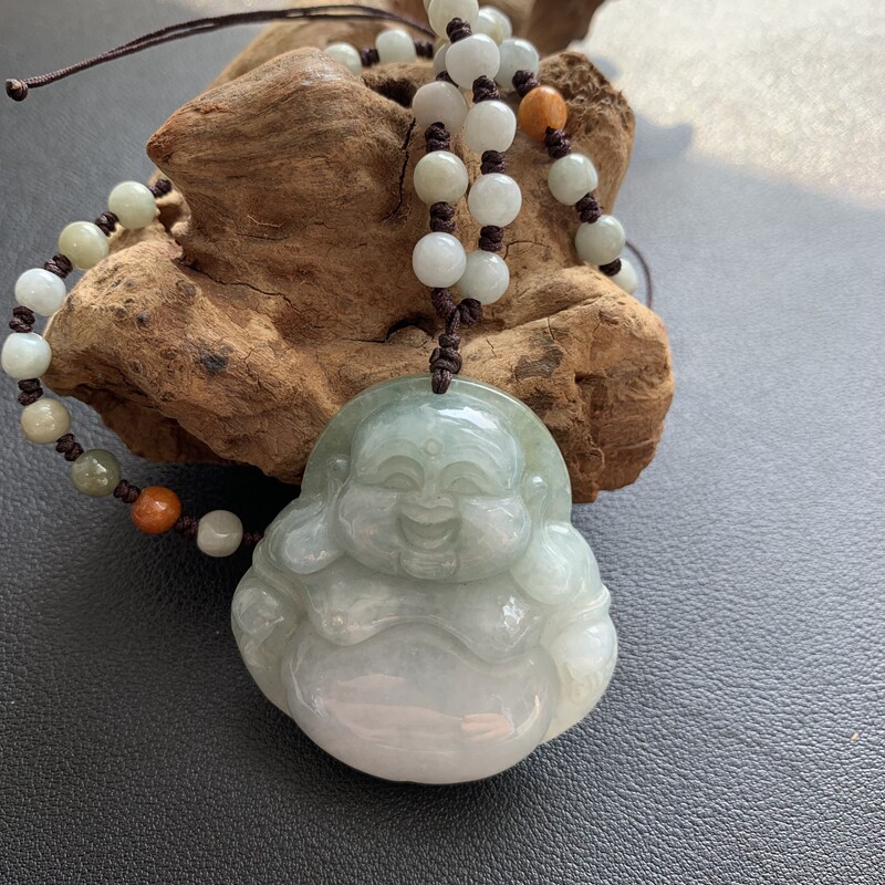 【春新】天然A货翡翠玉佛吊坠笑佛挂件弥勒佛大肚佛带证书男女款