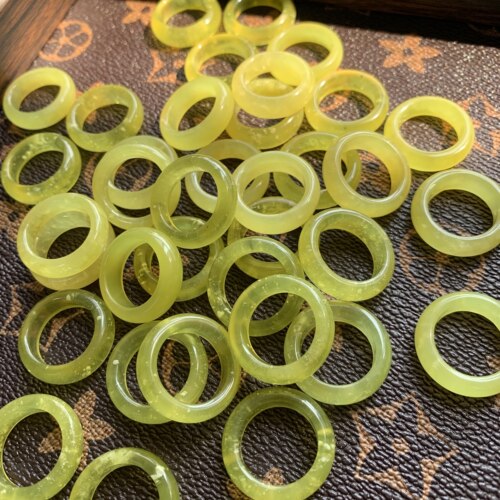 【全品】F94天然岫玉黄金玉冰料雪景料戒指一物一图