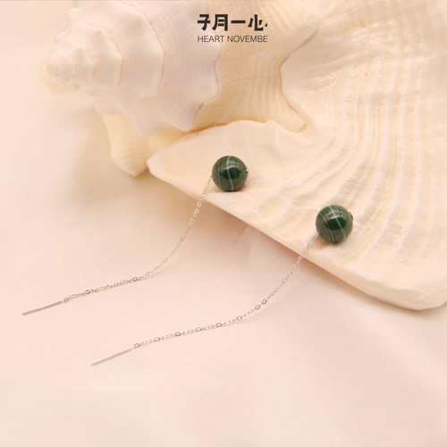 气质S925纯银天然石耳线长款耳饰