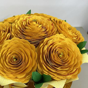 28*15 黄色 彩纸手工折纸 生往 五七 莲花盘 烧制品 文化成品 1个