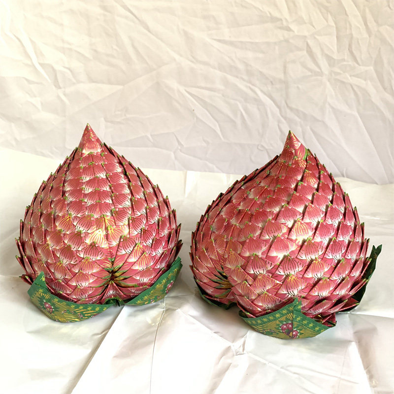 彩色印刷纸折叠特色手工艺品折纸品粉色桃子文化用品蓮花图案1个